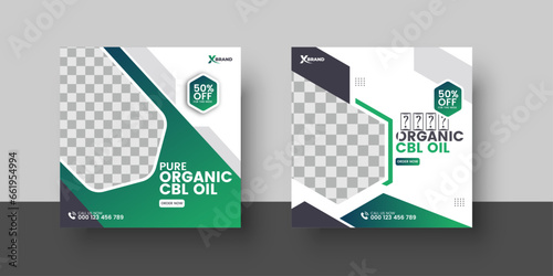 Hemp Product CBL Oil Social Media Post Template Or Pure Organic CBL Oil Square Social media post banner template design photo