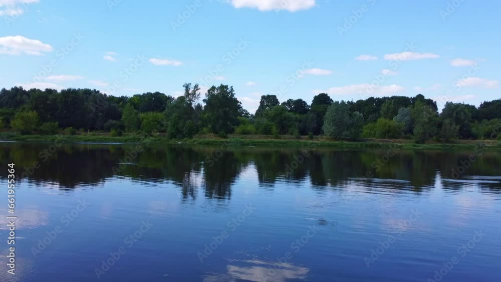 The Narew River in Poland in summer.Drone shot, aerial photography The Narew River in Poland in summer.Drone shot, aerial photography
