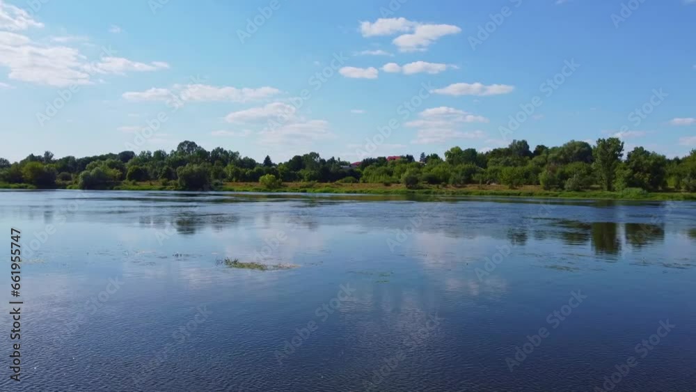 The Narew River in Poland in summer.Drone shot, aerial photography The Narew River in Poland in summer.Drone shot, aerial photography