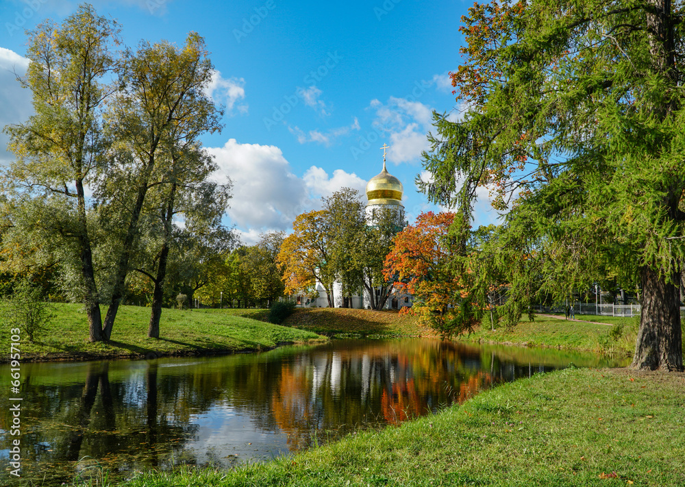 autumn landscape with church
