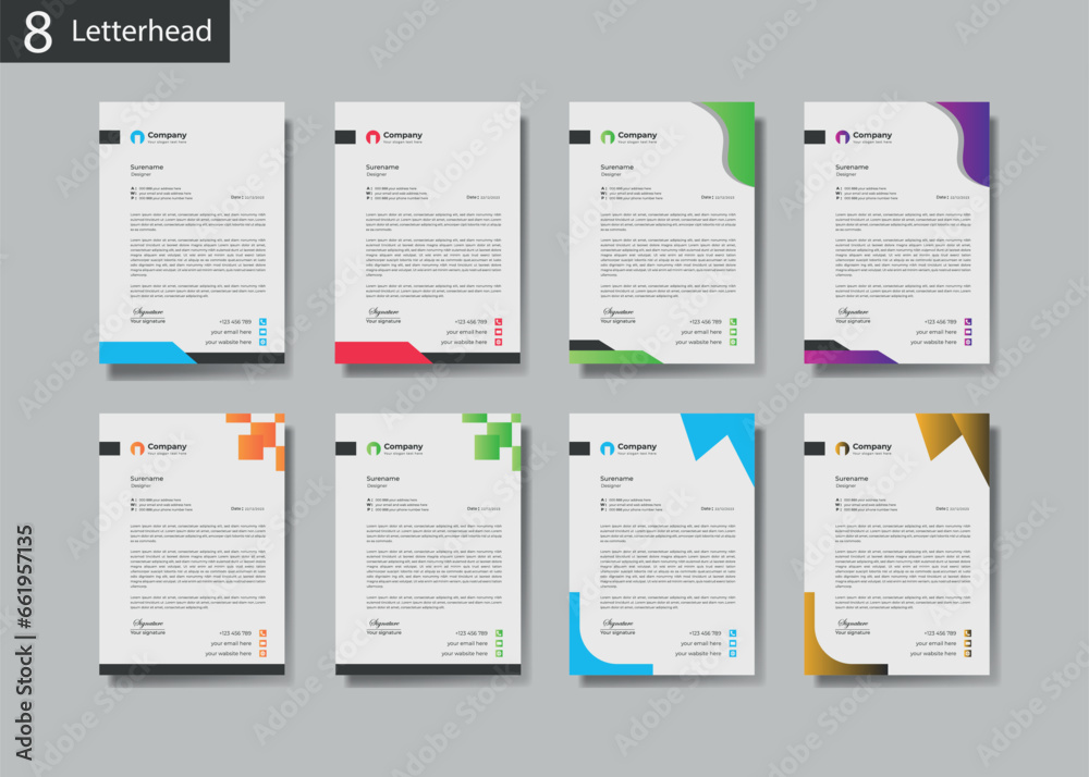 Modern Creative & Clean Business Style Vector Letterhead Bundle of your Corporate Project Clean Letterhead Design Print Template.