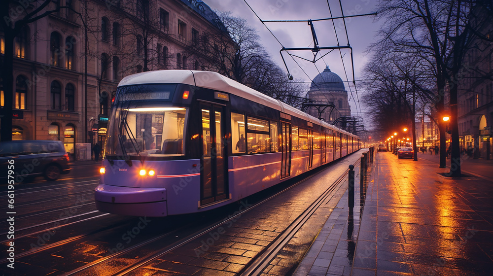 Fototapeta premium trem na cidade 