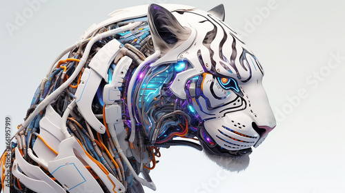 tigre cibern  tico tecnologia  futurista 