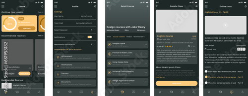 Online Learning, English classes, Courses and Education Mobile App Ui Kit Template
