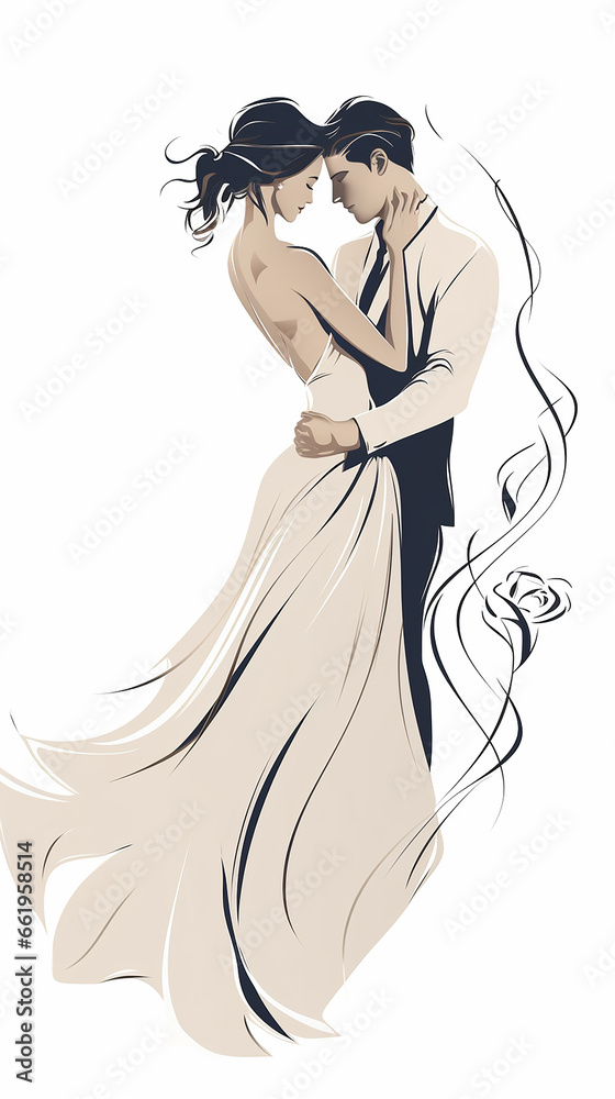 casamento Um desenho de linha isolado no fundo branco casamento Um desenho de linha isolado no fundo branco