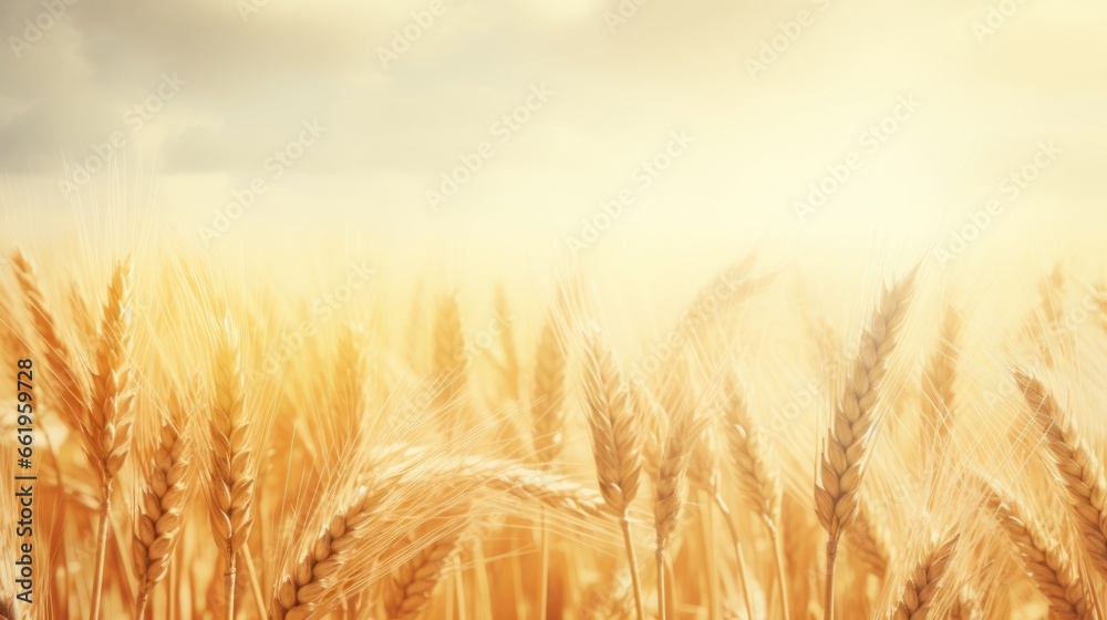 Golden ears of wheat on the background of the setting sun. Rural landscape. Golden ears of wheat on the background of the setting sun. Rural landscape.