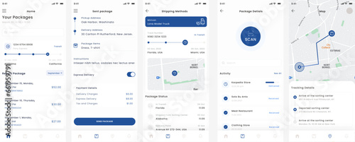 Parcel Tracking Service and Package Courier Delivery Mobile App UI Kit Template