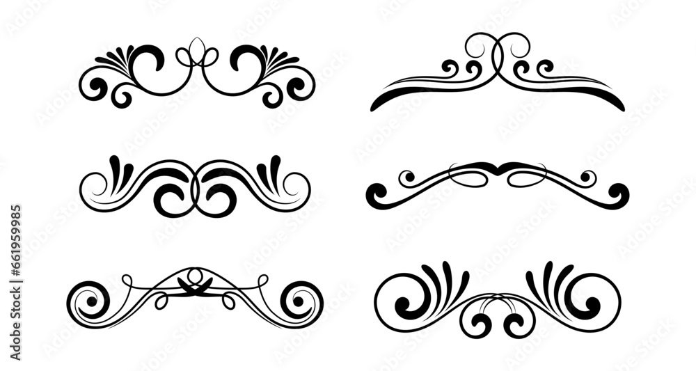 Set ornate calligraphy vector swirls