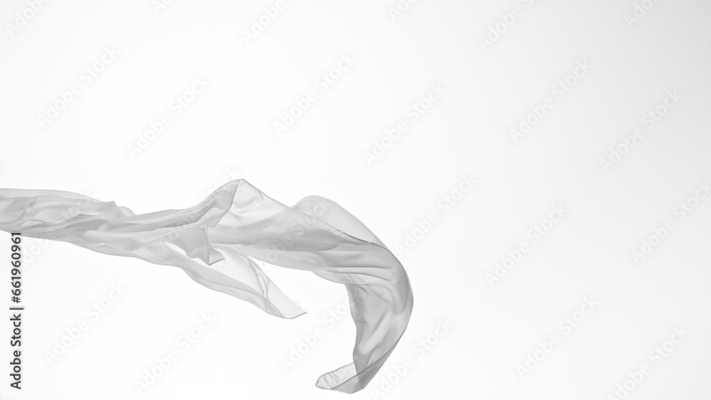 Smooth Elegant White Transparent Cloth Separated on White Background. Smooth Elegant White Transparent Cloth Separated on White Background.