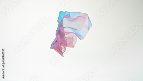 Smooth Elegant Colored Transparent Cloth Separated on White Background.