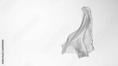 Smooth Elegant White Transparent Cloth Separated on White Background.