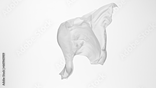 Smooth Elegant White Transparent Cloth Separated on White Background.