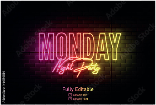 Neon effect for edible text neon style effect logo and night club logo and night party poster text