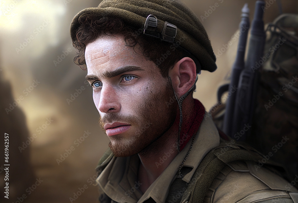 Face of a soldier at war
