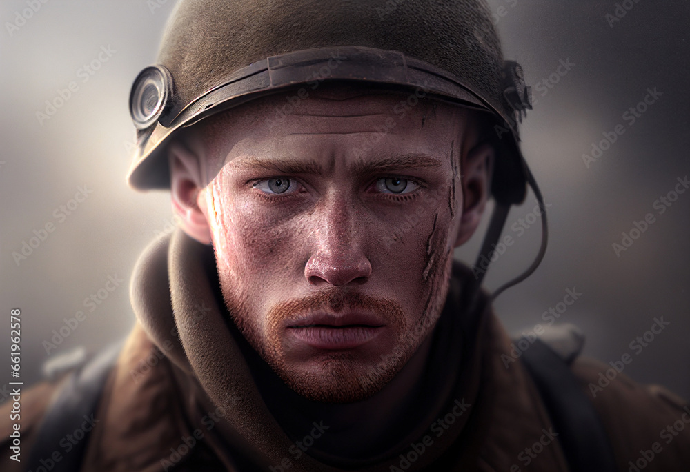 Face of a soldier at war Face of a soldier at war