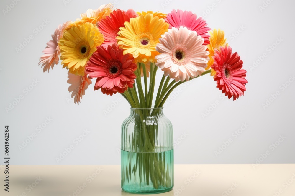 Eye-catching Gerbera daisies vase. Nature gift beauty. Generate Ai Eye-catching Gerbera daisies vase. Nature gift beauty. Generate Ai