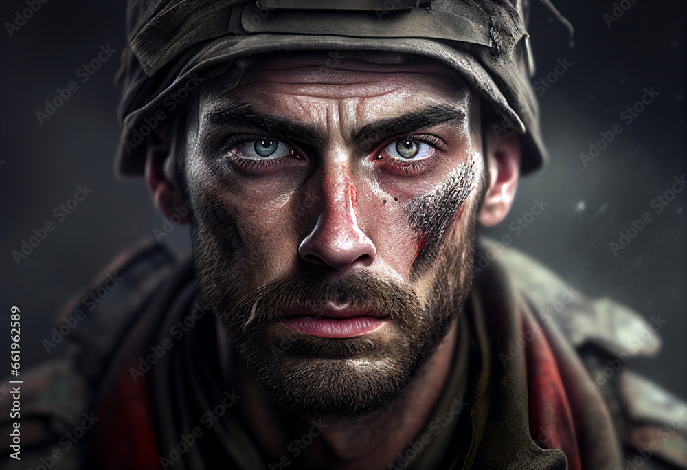 Face of a soldier at war Face of a soldier at war