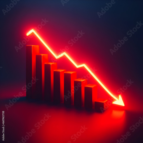 a red chart with an downward trend -Ai generator 