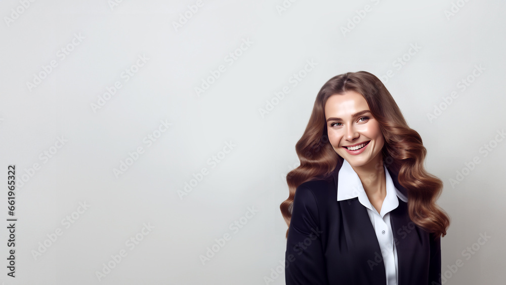 Beautiful woman smiling isolated on studio background with copyspace area Beautiful woman smiling isolated on studio background with copyspace area