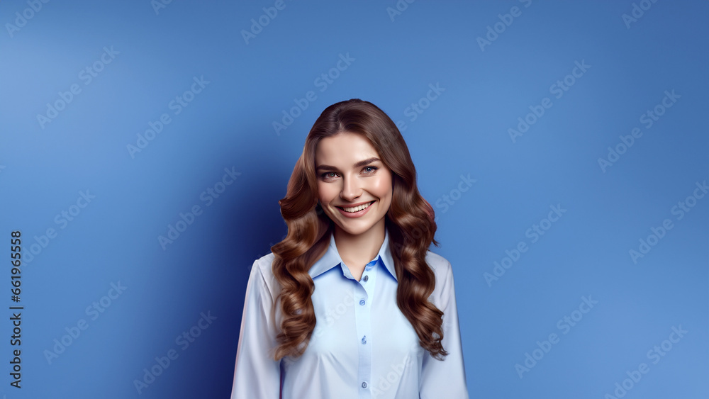 Beautiful woman smiling isolated on studio background with copyspace area Beautiful woman smiling isolated on studio background with copyspace area