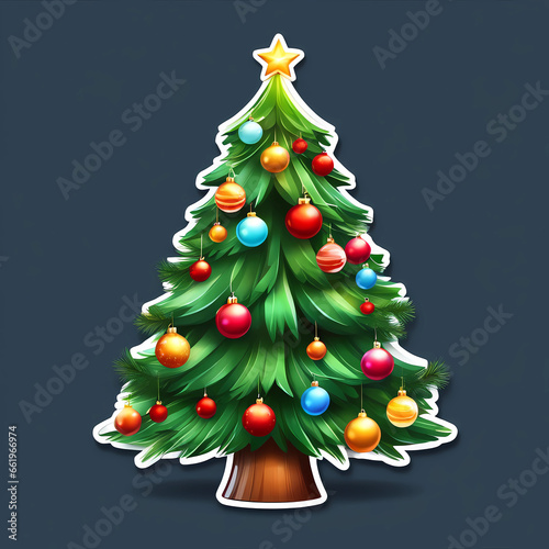 minimalistic illustration of a winter christmas tree, christmas tree design, beautiful and cartoon xmas tree vector, winter and christmas decoration