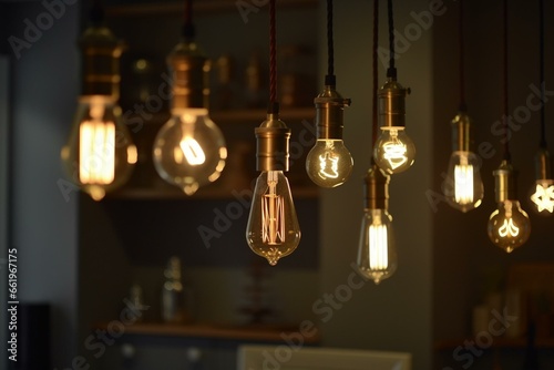 Vintage-inspired LED lights for a classic ambiance while being energy-efficient. Generative AI