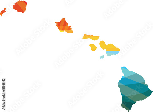 Colorful Sunset Outline of Hawaii Vector Graphic Illustration Icon
