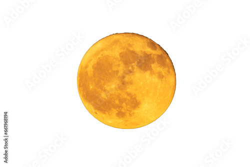 Super strawberry moon, reddish full moon on a summer night photographed with a telescope and camera