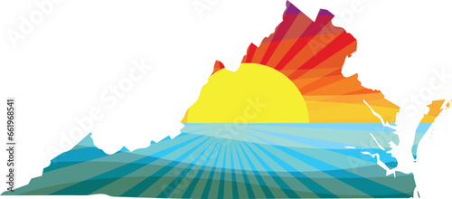 Colorful Sunset Outline of Virginia Vector Graphic Illustration Icon
 photo