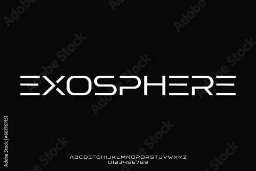 Modern sleek futuristic alphabet display font vector. Contemporary typography style illustration