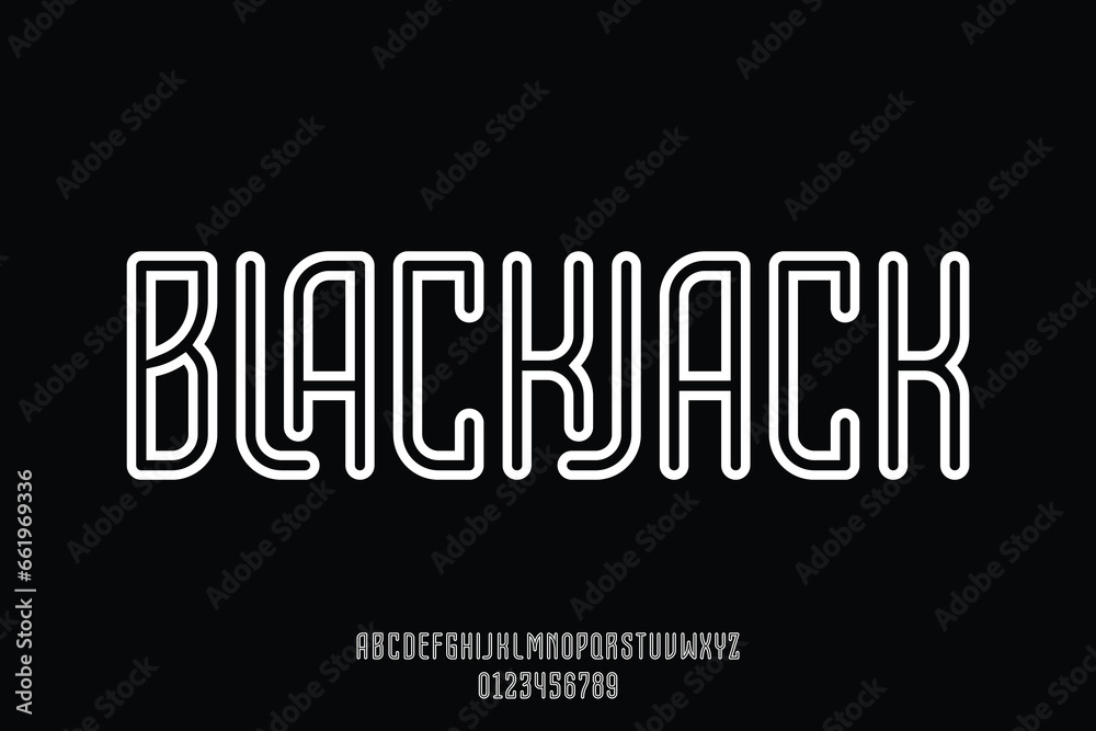 Unique decorative linear retro style alphabet display font vector