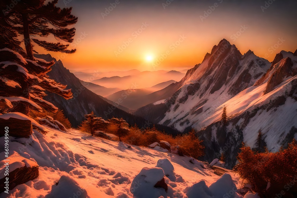 sunset in the big mountains