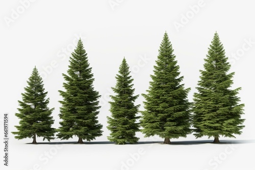 Collection of isolated evergreen trees with transparent background  perfect for architectural visualization  garden design  and botanical projects. Created through 3D rendering. Generative AI