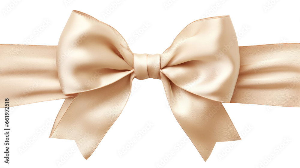 Beautiful shiny silk beige bow isolated on transparent background, decorative design png element, clip art festive object. Beautiful shiny silk beige bow isolated on transparent background, decorative design png element, clip art festive object.