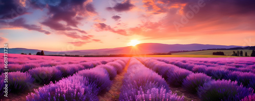 lavender field at sunset - Generative Ai