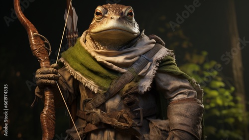 Bow and scarf on ranger with frog head bow beautiful image Ai generated art
