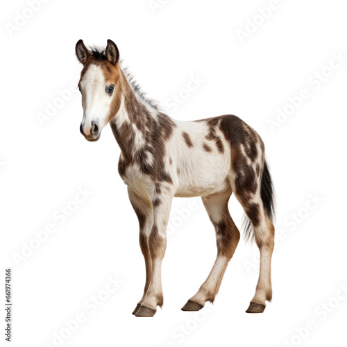 Cute foal isolated on transparent background. Farm animal png clip art element.