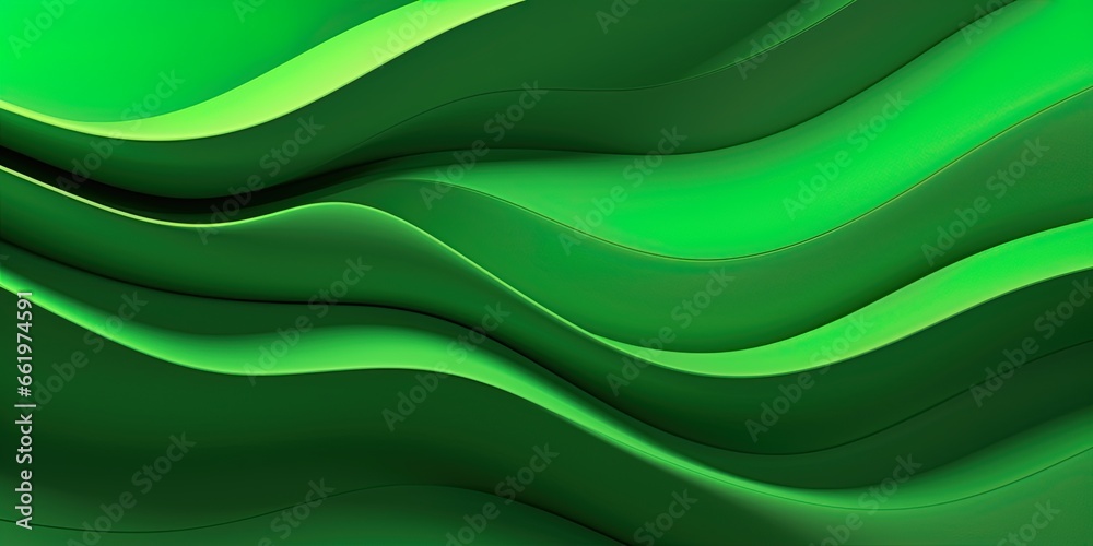 Fototapeta premium Green wavy background. Generative Ai illustration
