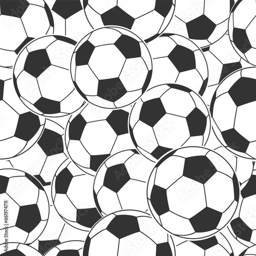 Soccer balls seamless pattern. Vector illustration. Classic black and white soccer balls. Concept for soccer sport pattern background or wallpaper