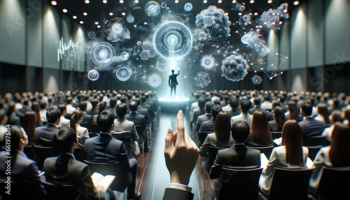 Wallpaper Mural Close-up photo capturing a dynamic speaker, utilizing cutting-edge augmented reality technology to showcase innovative concepts. Torontodigital.ca