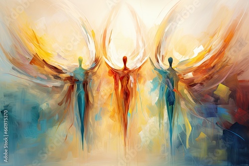 Symbolic image of angels in abstract style 