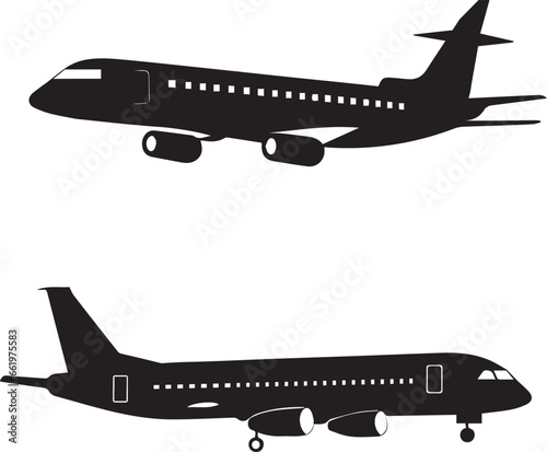plane silhouettes set vector o n white background