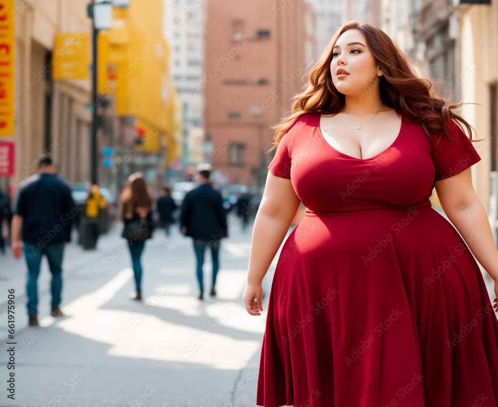 A young happy plus size woman