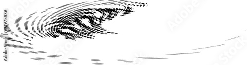 Framed with swirling polka dot beams. Halftone outline. Space for copying text. Vector.