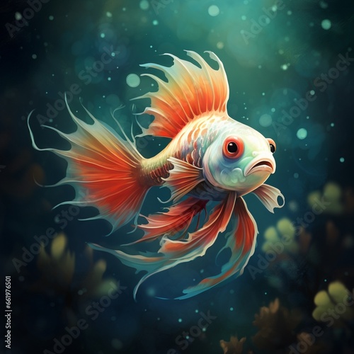 Flag fish swim with large eyes and large wings Ai generated art