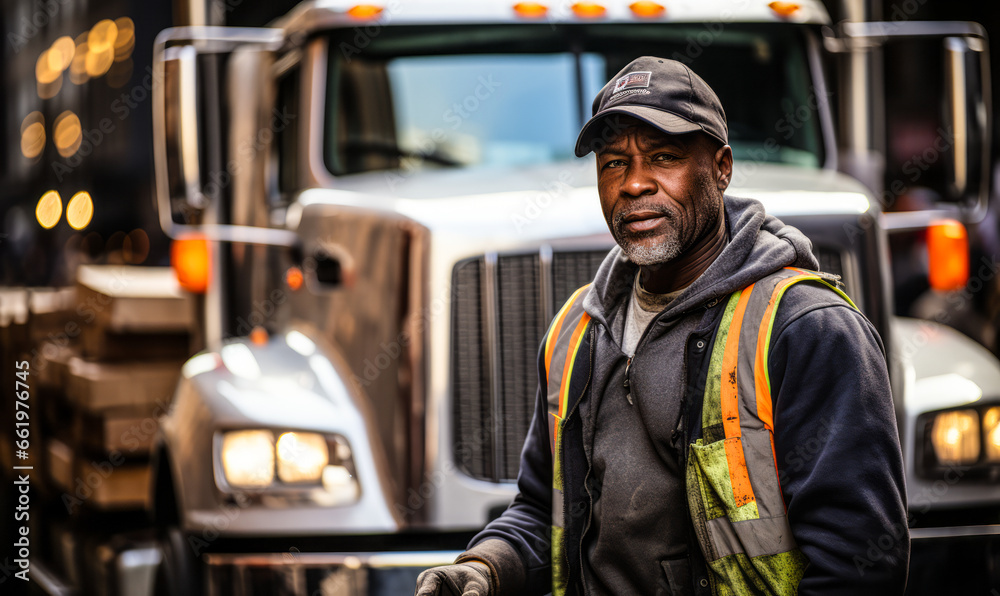 Driver Initiates Workday by Walking Past Truck and Entering Cab Driver Initiates Workday by Walking Past Truck and Entering Cab