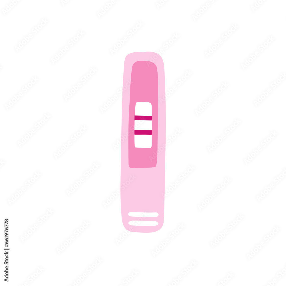HCG pregnancy test with positive result. Vector flat illustration isolated on white background