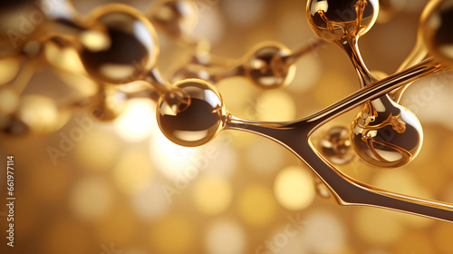 In the world of skincare cosmetics, a 3D-rendered gold molecule stands out against a gentle backdrop..