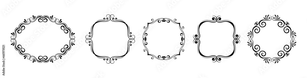 Set floral oval and round victorian frames