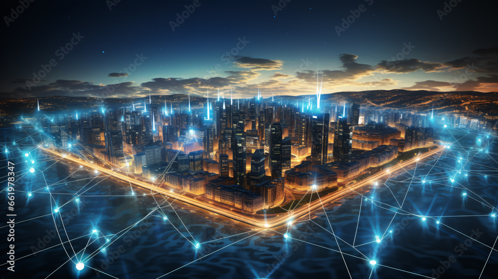 Picture a city of the future, where the Internet of Things and lightning-fast 5G connectivity converge to create a modern smart city.